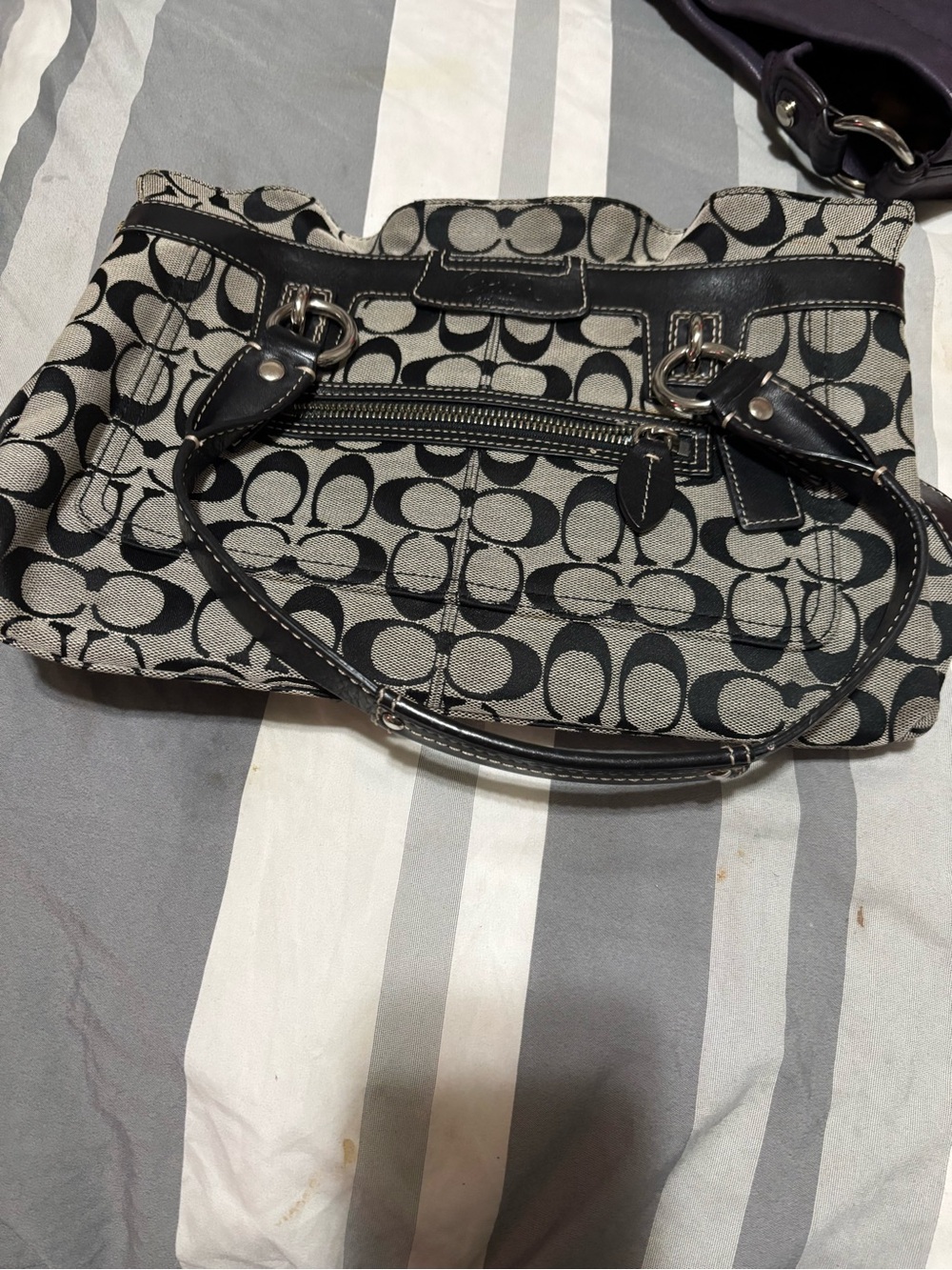 Coach Black and Khaki Signature Penelope